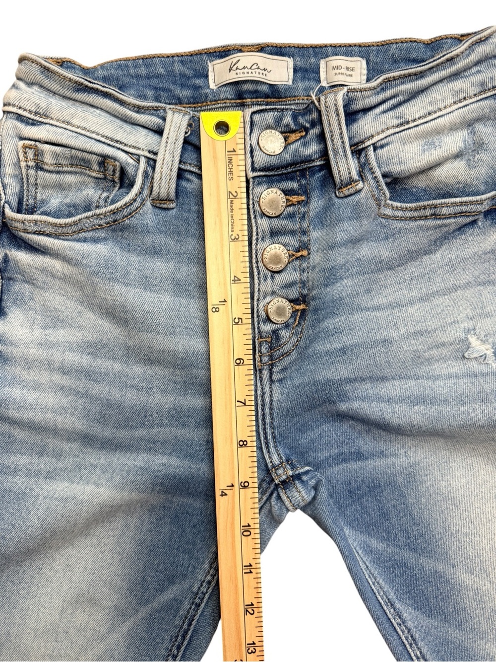 KanCan Signature Size 25 Mid Rise Super Flare Jeans Button Fly Distressed - Picture 6 of 10